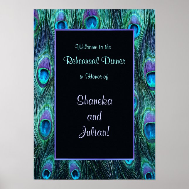Poster Plumes de paon Dîner de répétition Imprimer (Devant)