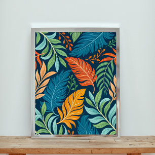 Poster Plumes du paradis tropical et Motif de feuillage
