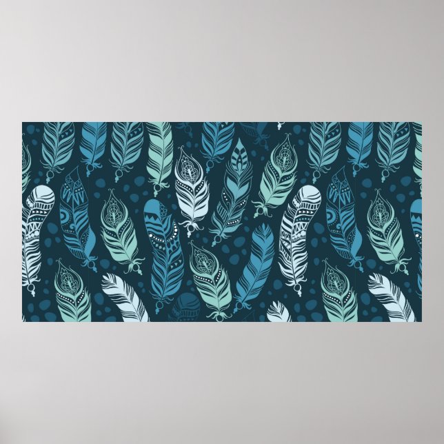 Poster Plumes ethniques motif transparent (Devant)