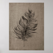 Plumes n°1 avec Faux Linen Taupe Art