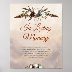 Poster Plumes rustiques de bois et fleurs florales