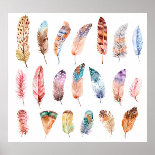 Poster Plumes vibrantes de saumons d'eau : illustration d