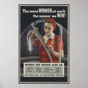 Poster Plus de femmes au travail plus tôt nous gagnons
