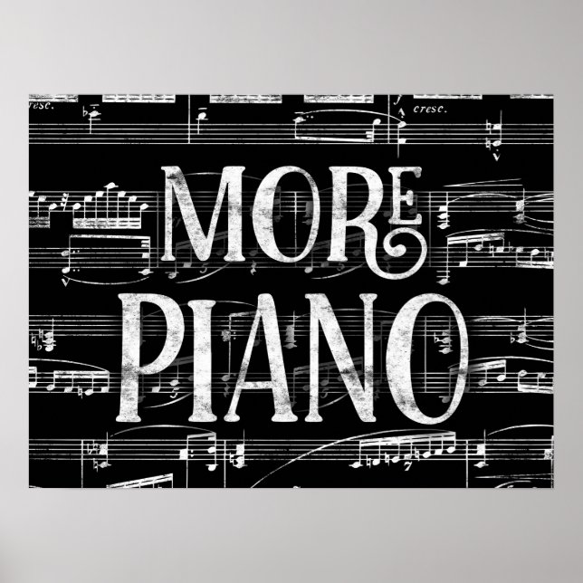 Poster Plus Piano Chalkboard - Black White Music (Devant)