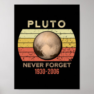 Poster pluto jamais oublier, eris, lune, astronomie, astr