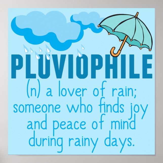 Poster Pluviophile Pluie Lover Pretty Blue Umrella (Devant)