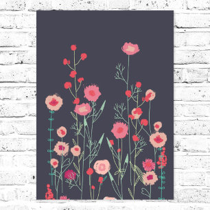 Poster Plymouth Fleurs Boho foncé peinture florale