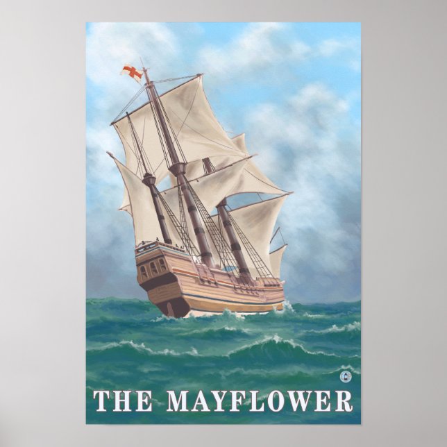 Poster Plymouth, MassachusettsVue du Mayflower (Devant)