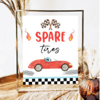 Pneus de rechange Red Race Car deux Jeunes Garçons