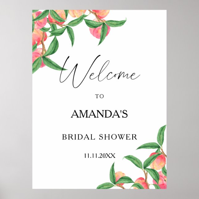 Poster Poaches - signe de bienvenue de la douche nuptiale (Devant)