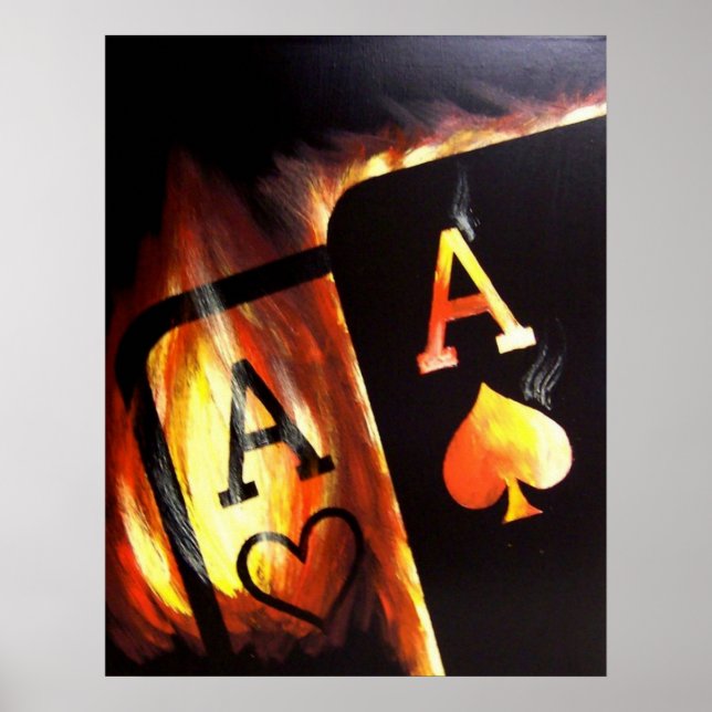 Poster Poche flamboyante Aces Poker peinture par Teo Alfo (Devant)