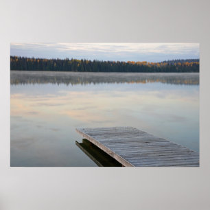 Poster Poche sur l'affiche du lac matinal brumeux