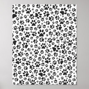 Poster Poches de chien noir et blanc Poka Dot