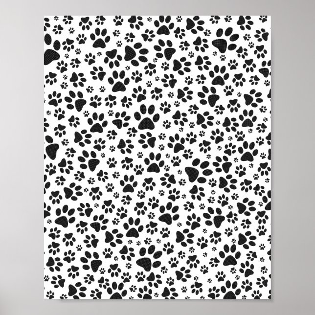 Poster Poches de chien noir et blanc Poka Dot (Devant)