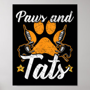 Poster Poches Et Tats Encaissant Tatoueur Tatouant Chien 