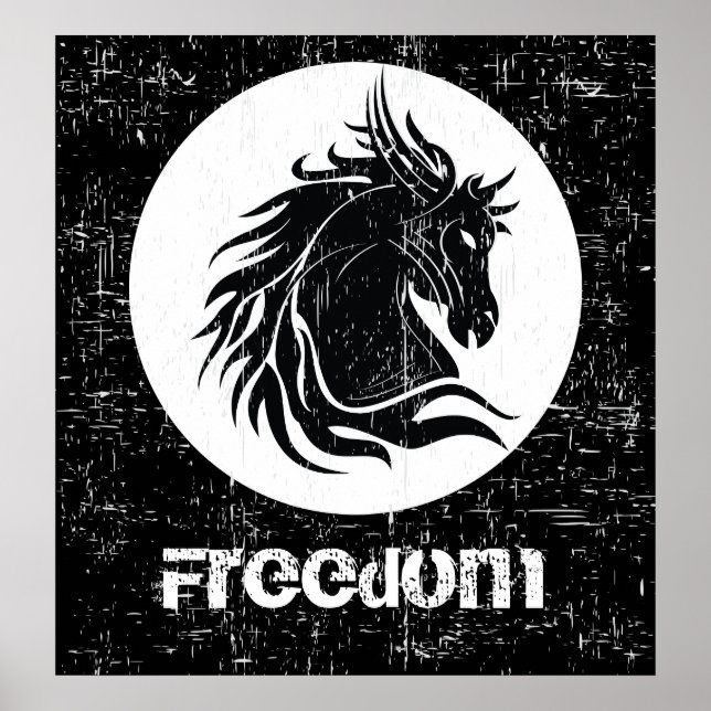 Poster Pochette de motivation de la tête de cheval blanch (Devant)