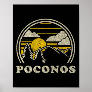 Poster Poconos Pennsylvanie Pa T Shirt Vintage Randonnée