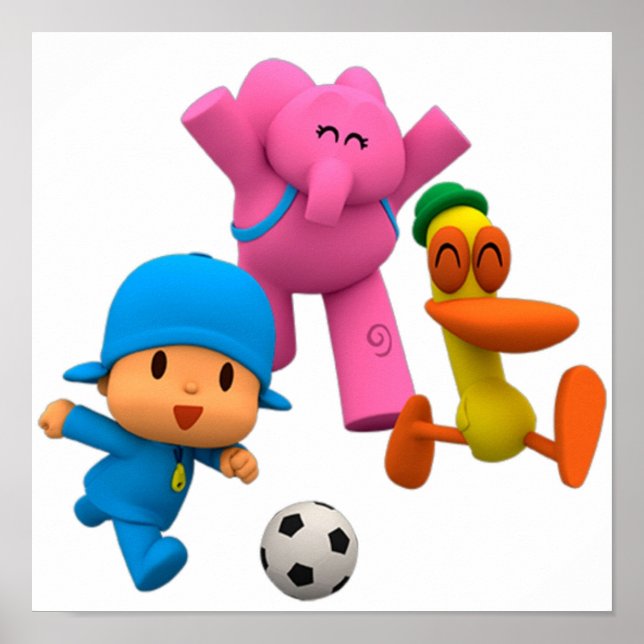 Poster pocoyo jouer au football (Devant)