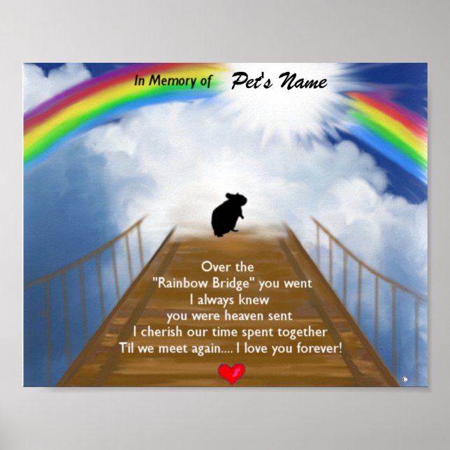 Poster Poème commémoratif de Rainbow Bridge pour Hamsters (Devant)