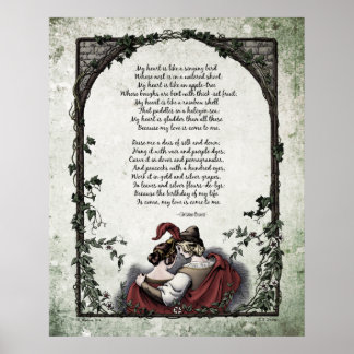 Poster Poème d'art victorien Rossetti "Amour" 24x30