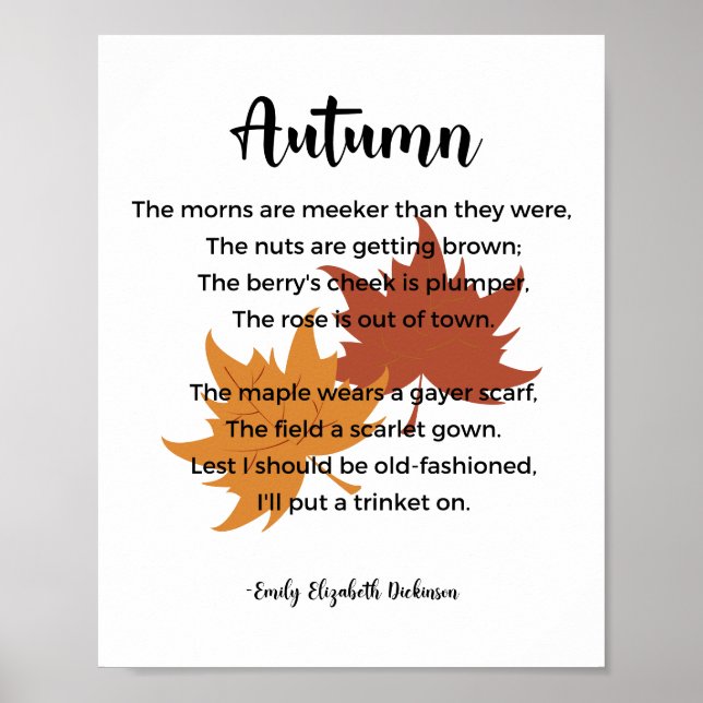 Poster Poème d'automne d'Emily Elizabeth Dickinson (Devant)