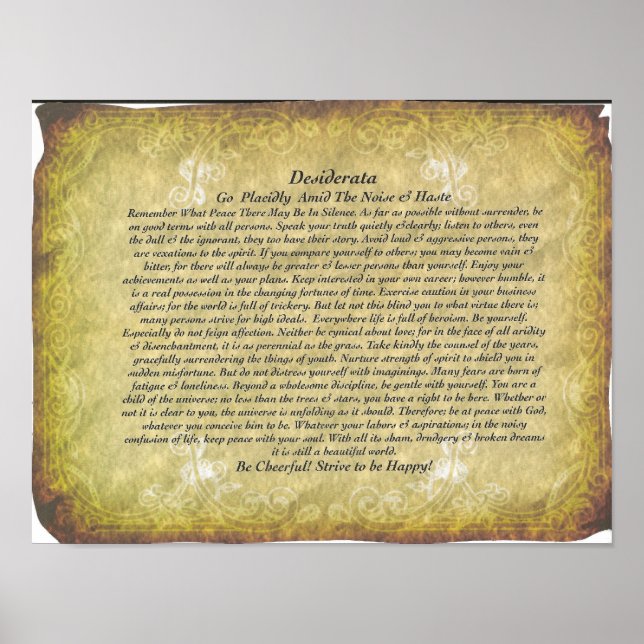 Poster Poème de Desiderata par Max Ehrmann (Devant)