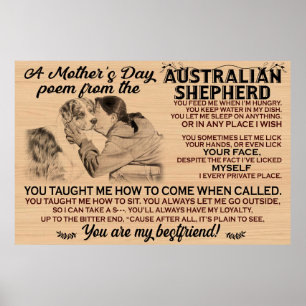 Poster Poème de la fête des mères du berger australien