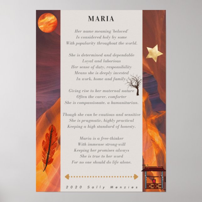 Poster Poème de nom "Maria" (Devant)