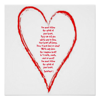 Poster Poème de survie dans un coeur rouge