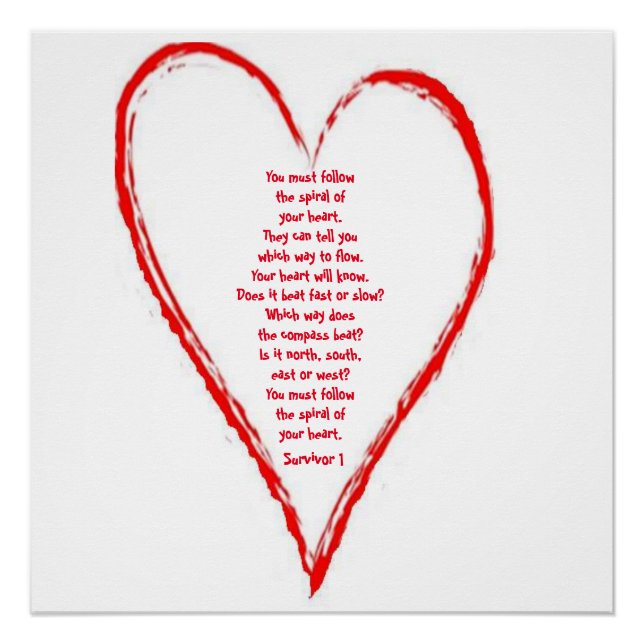 Poster Poème de survie dans un coeur rouge (Devant)