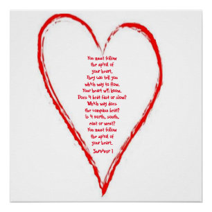 Poster Poème de survivant à l'intérieur d'un coeur rouge