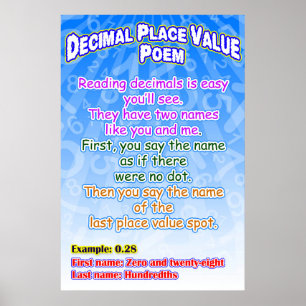 Poster Poème de valeur décimale = Poème Poster/Ancre