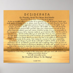 Poster poème des desiderata 8x10 et d'autres tailles