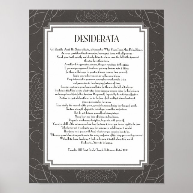Poster Poème Desiderata (Devant)