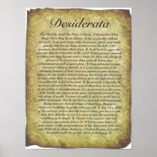 Poster Poème Desiderata sur papier de style antique