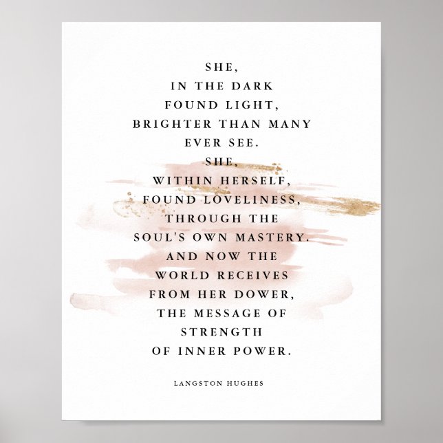 Poster Poème Inspirationnel Elle Dans L'Ombre Langston Hu (Devant)
