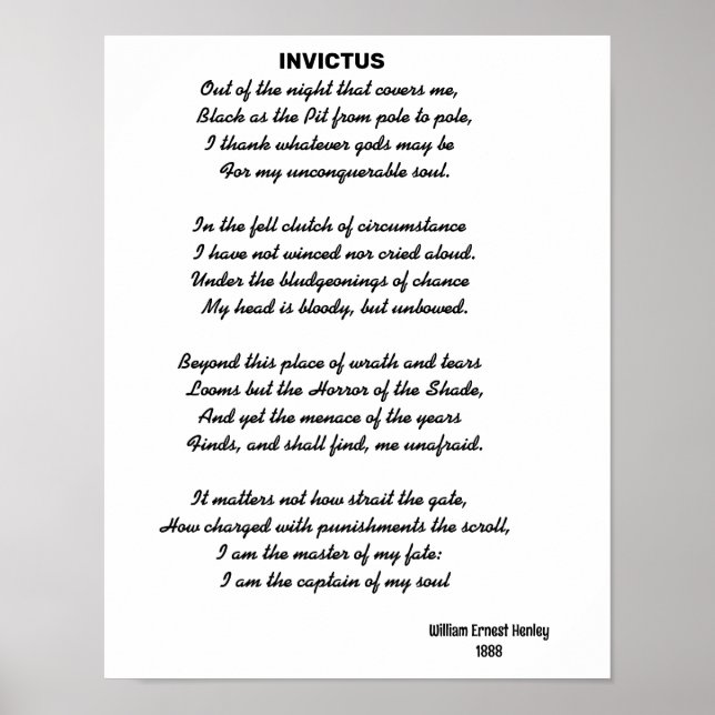 Poster poème INVICTUS (Devant)