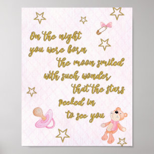 Poster Poème pour la crèche ou la chambre d'une petite fi