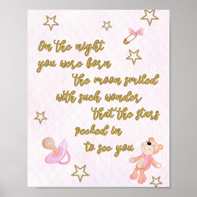 Poster Poème pour la crèche ou la chambre d'une petite fi (Devant)