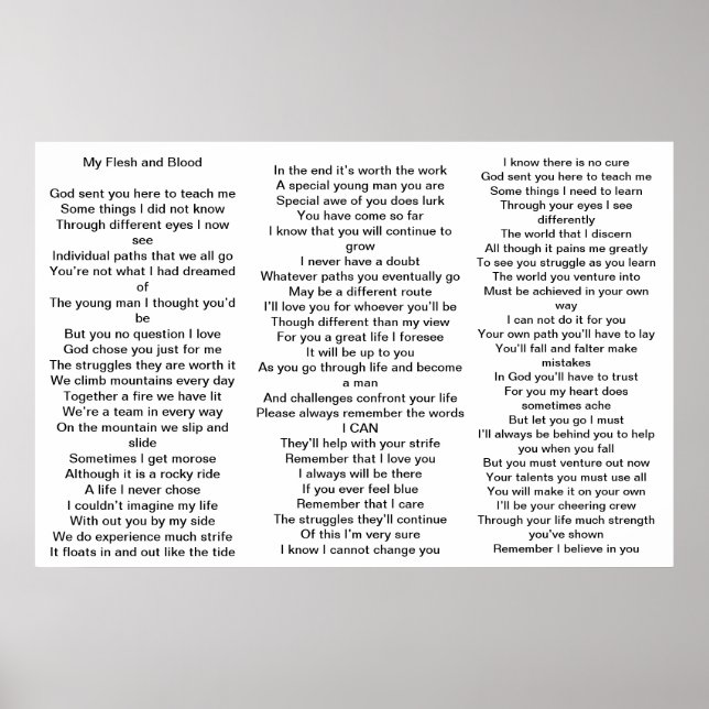 Poster Poème pour les parents d'enfants atteints du syndr (Devant)