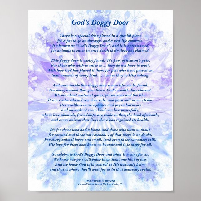 Poster Poème : Souvenirs Spéciaux D'Un Animal De Compagni (Devant)