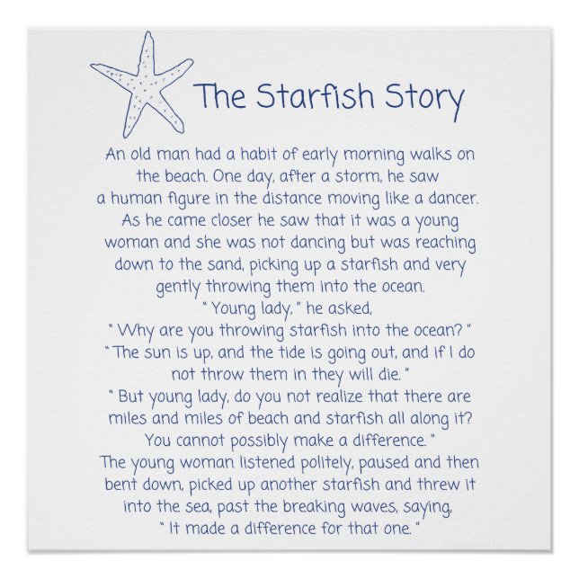 Poster Poème Starfish, histoire Starfish, cadeau Foster m (Devant)