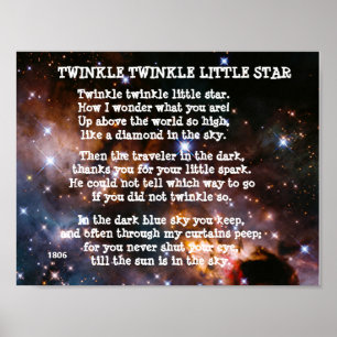 Poster poème TWINKLE TWINKLE LITTLE STAR