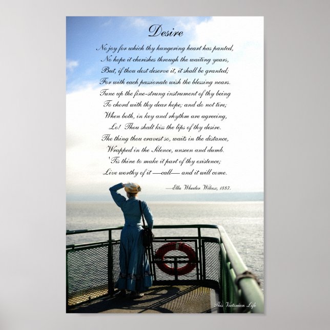 Poster Poème victorien "Désir" (Encouragement) (Devant)