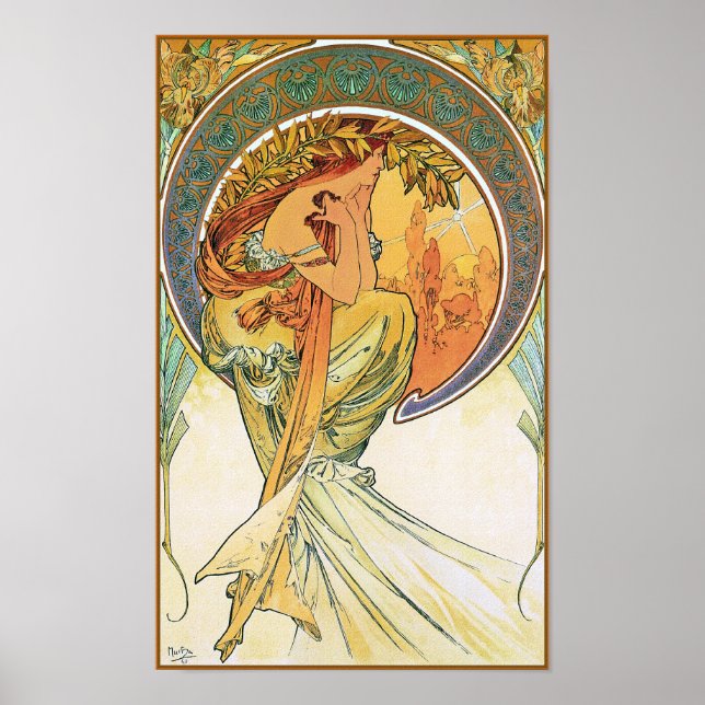 Poster POÉSIE de la série "Les Arts" de Mucha (Devant)