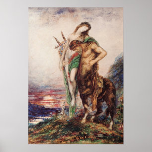 Poster Poète mort porté par un Centaur (coucher du soleil