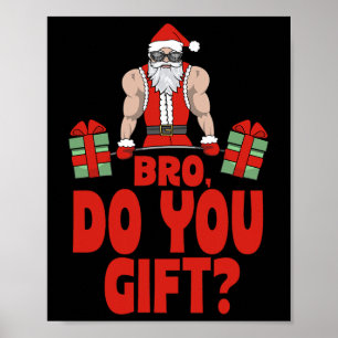 Poster Poids Bodybuilding Noël Père Noël Bro Do