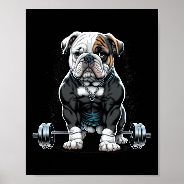 Poster Poids Chien Fun Fitness Gym Bulldog (Devant)