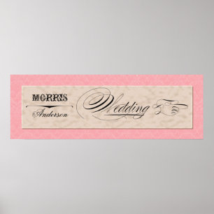 Poster Poignée à la main Damask rose n crème Signes direc