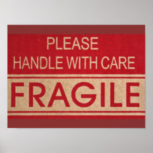Poster Poignée avec soin, signe fragile